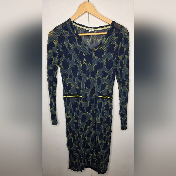 Sandwich dress,blue,yellow, black retro, med, long sleeve - Picture 9 of 16